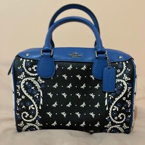 COACH Butterfly and Bandana Satchel Bag - Blue Black - Top Zipper - Crossbody